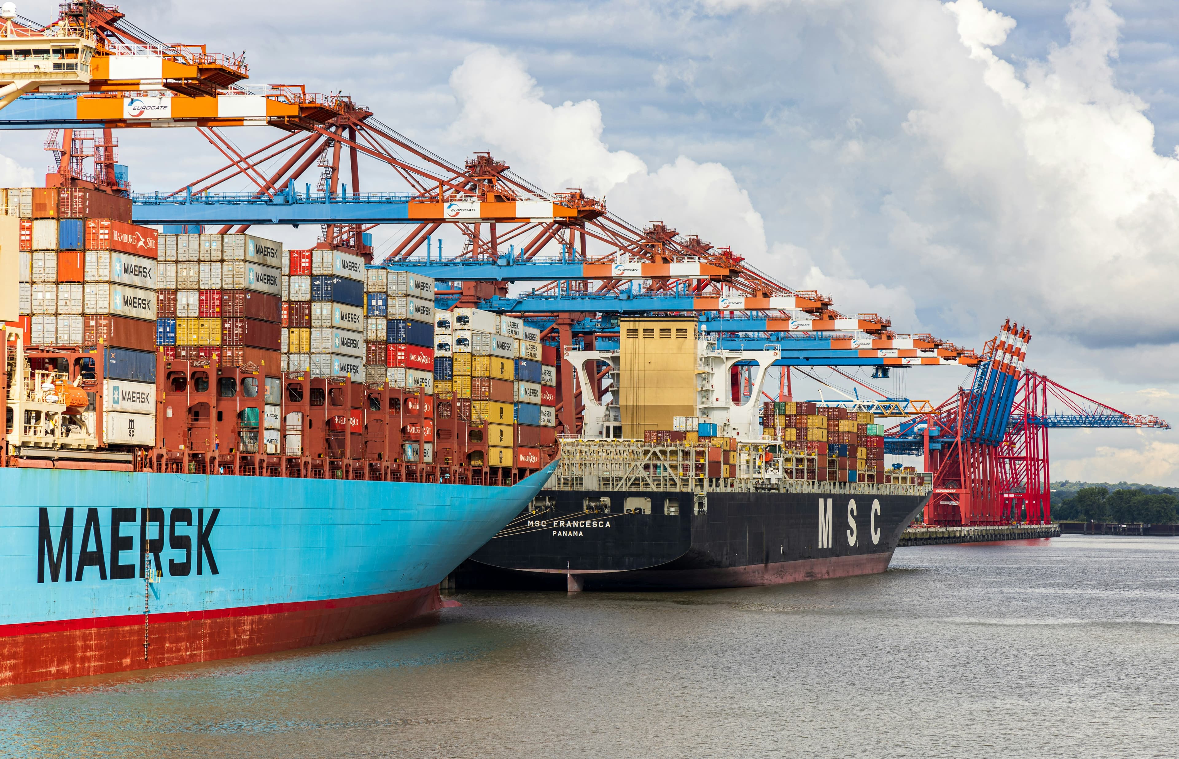 Container ship at port